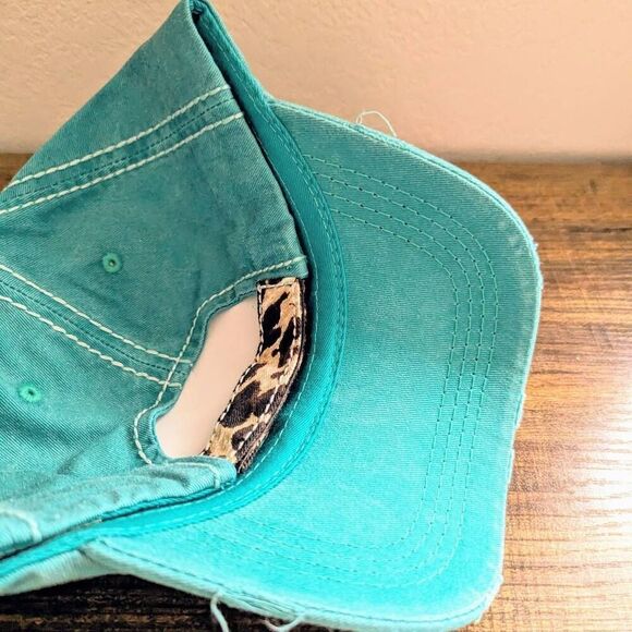 Teal Football Mom Baseball Cap - Picture 4 of 4